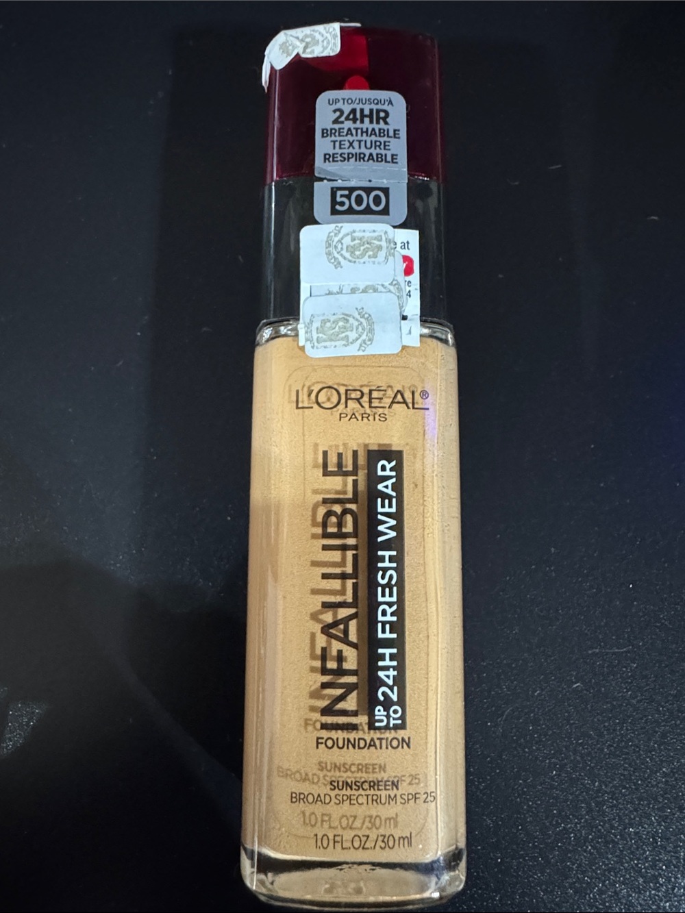 L'Oreal Infallible Fresh Wear Foundation - 500 Beige/Tan with Burgundy Cap